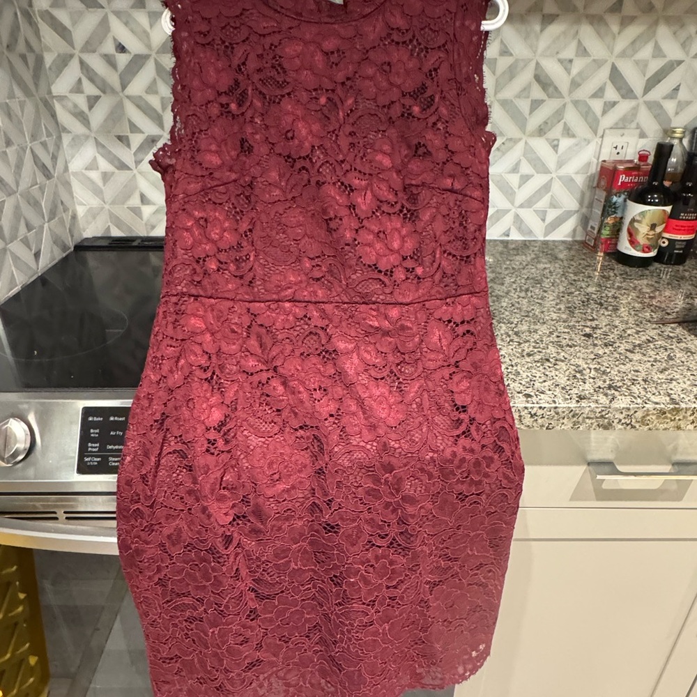 Ted Baker Lace Mini Dress - Deep Red